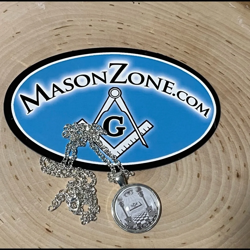 Masonic glass necklace Eye of Providence pillars New with fridge magnet